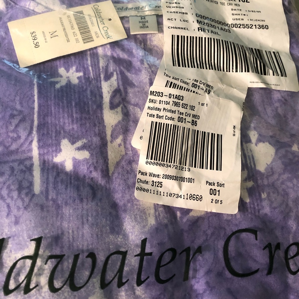 NWT Coldwater Creek Holiday Pattern Tee